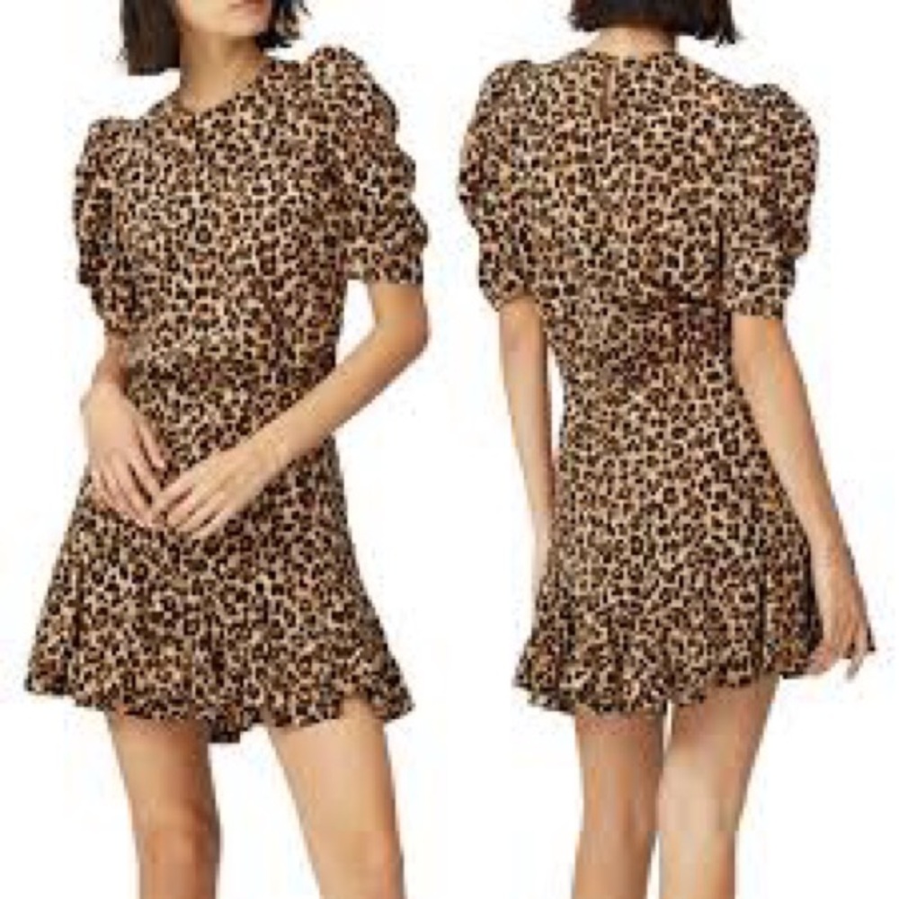 Leopard Print Puff Sleeve Dress